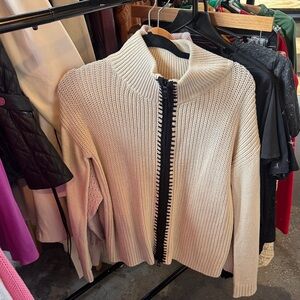 Lisa Todd Cream and Black Cowl Neck Sweater